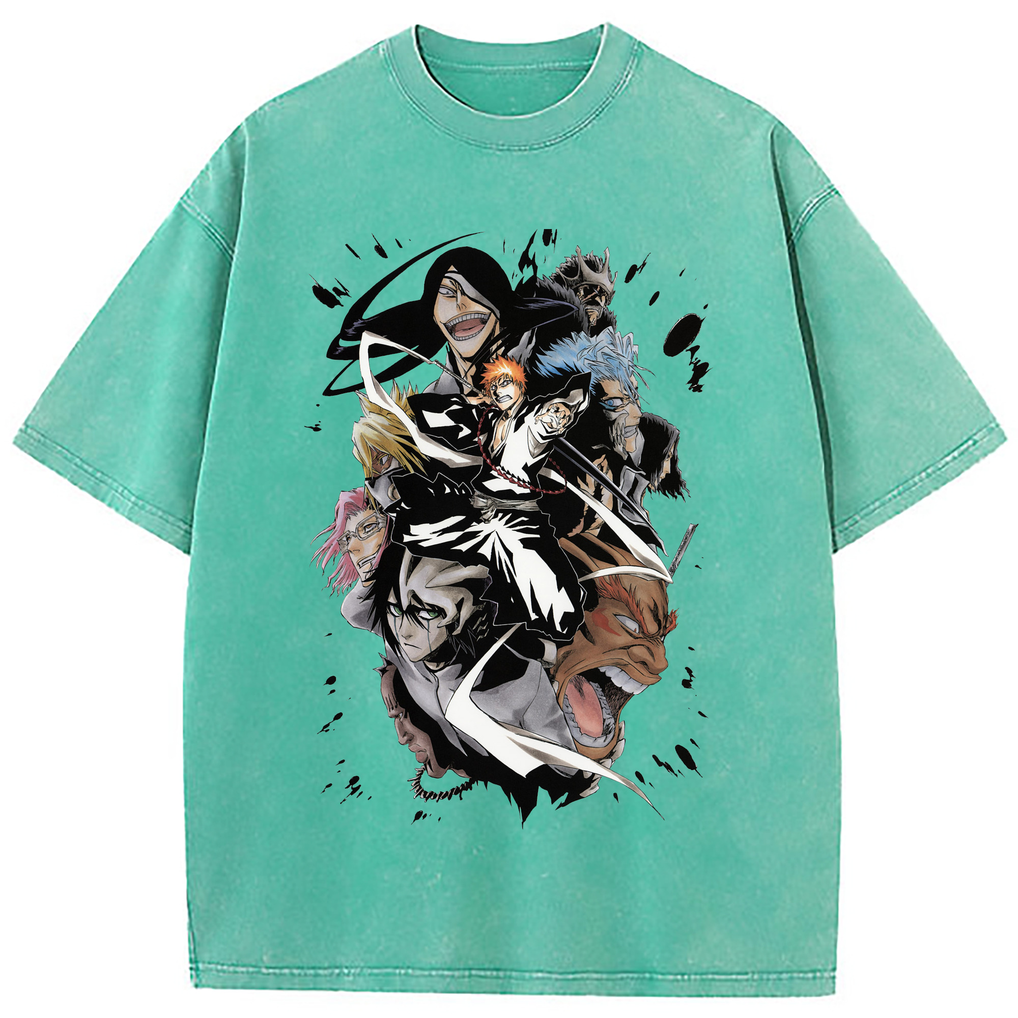 （画像用） ブリーチ 黒崎一護（くろさき いちご）BLEACH Kurosaki Ichigo 綿100% ヴィンテージ風 半袖Tシャツ（フロントプリント）